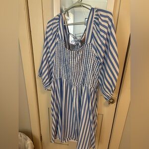 Ava & Viv Blue and White Textured Dress